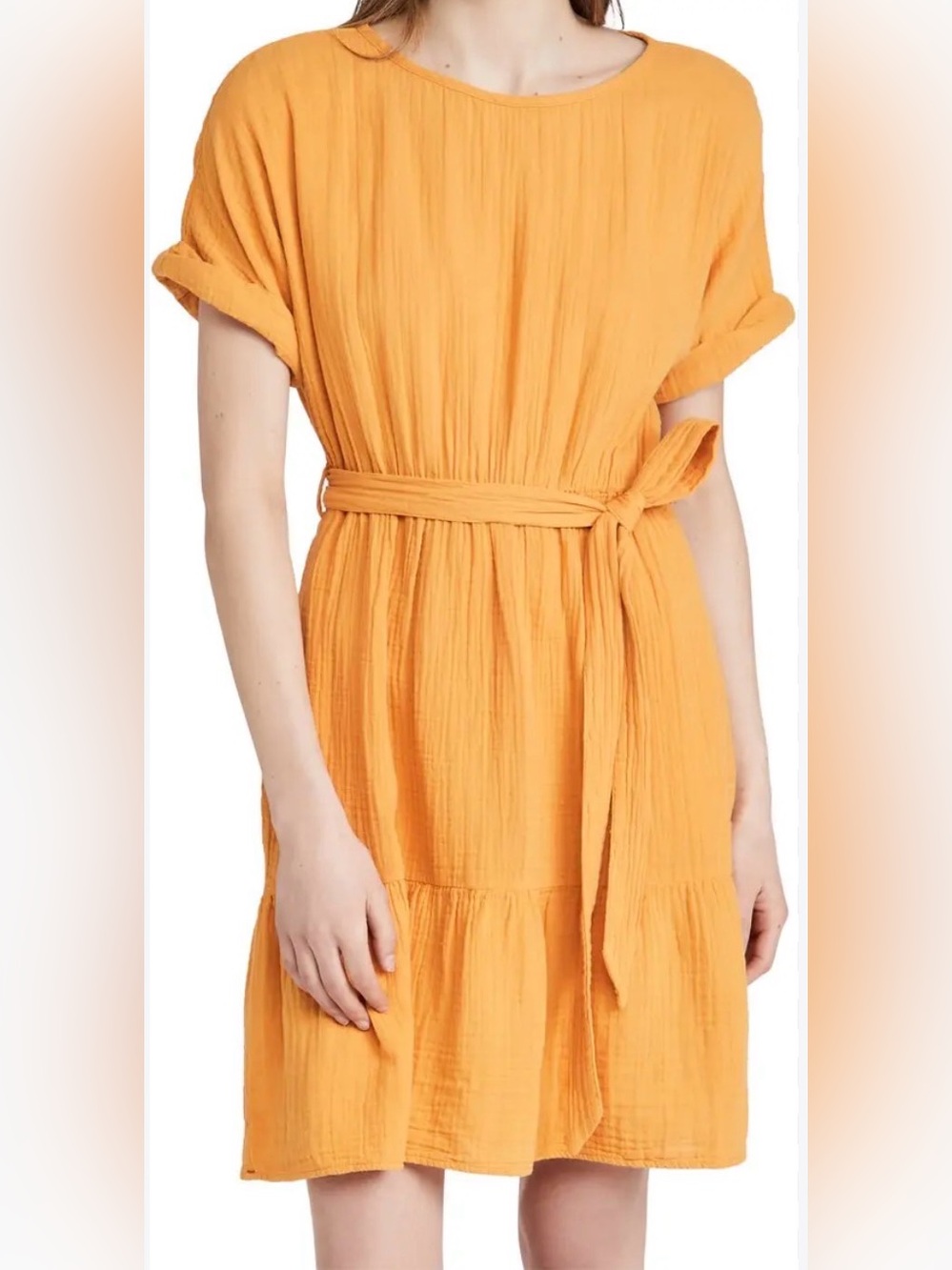 Xirena Aiden Cotton Gauze Dress Sun Yellow Orange Size XS GUC Belted Mini